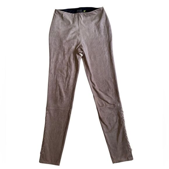 LYSSÉ Womens High Waist Vegan Suede Taupe Braided Leggings Size Small - Picture 3 of 8